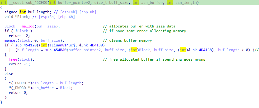 Data buffer length check function