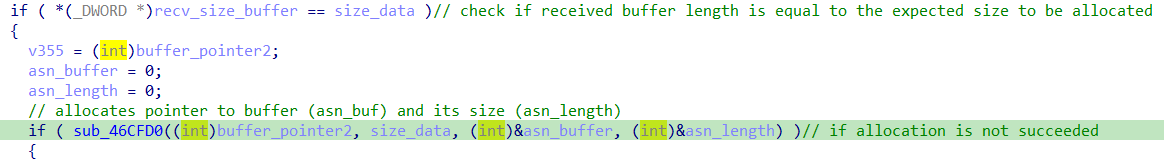 Data Buffer size check condition