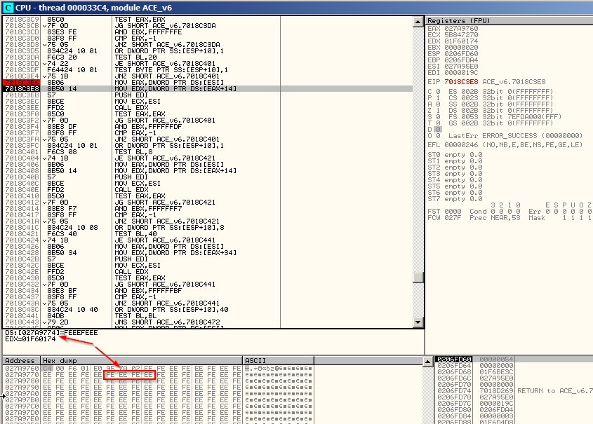 Dereferencing relative address based in the freed pointer