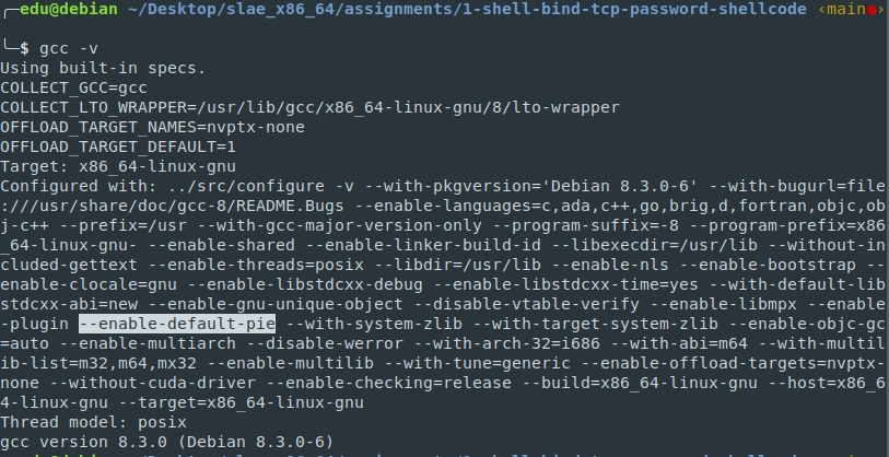 gcc &ndash;enable-default-pie